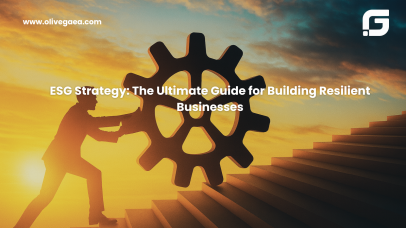 Business team reviewing ESG strategy framework to build resilience, attract investors, and ensure regulatory compliance.
